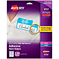 Avery® Adhesive Name Badges, Hello My Name Is, 2 1/3" x 3 3/8", 8722,  Assorted Colors, Pack Of 120 Badges 1 thumbnail image