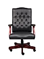 Boss Office Products Traditional Ergonomic High-Back Executive Chair, 47"H,Black/Mahogany