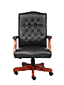 Boss Office Products Traditional High-Back Executive Chair, 47"H x 27"W x 28"D, Mahogany/Black Leather 1 thumbnail image
