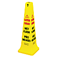 Rubbermaid Commercial Four-Sided Caution, Wet Floor Yellow Safety Cone, 12-1/4 x 12-1/4 x 36h