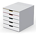 DURABLE VARICOLOR MIX 5 Drawer Desktop Storage Box, White/Multicolor - 5 Drawer(s) - 11" Height x 11.5" Width x 14" Depth - Desktop - White - Plastic - 1 Each