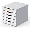 DURABLE VARICOLOR MIX 5 Drawer Desktop Storage Box, White/Multicolor - 5 Drawer(s) - 11" x 11.50"x 14" Depth - Desktop - White - Plastic - 1 Each 1 thumbnail image