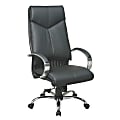 Office Star™ Deluxe Bonded Leather High-Back Chair, Black/Chrome 1 thumbnail image