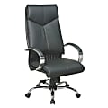 Office Star™ Deluxe Bonded Leather High-Back Chair, Black/Chrome