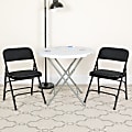 Flash Furniture HERCULES Series Curved Triple Braced & Double Hinged Fabric Upholstered Metal Folding Chairs, Black Patterned, Set Of 2 Chairs 1 thumbnail image