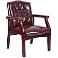 Boss Office Products Caressoftplus Vinyl High-Back Guest Chair, Oxblood/Mahogany