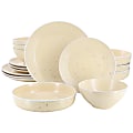 Elama Emilia 16-Piece Assorted Double Bowl Stoneware Dinnerware Set, Cream Yellow 1 thumbnail image