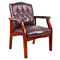 Boss Traditional Guest Chair, 35 1/2"H x 25"W x 27"D, Mahogany/Burgundy Leather