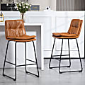 Glamour Home Bauer Faux Leather Barstools With Back, Brown/Black, Set Of 2 Barstools 1 thumbnail image