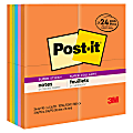 Post-it Super Sticky Notes, 3 in x 3 in, 24 Pads, 90 Sheets/Pad, 2x the Sticking Power, Energy Boost Collection
