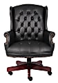 Boss Office Products Traditional Ergonomic Vinyl High-Back Executive Chair, Black/Mahogany 1 thumbnail image