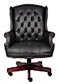 Boss Office Products Traditional Ergonomic Vinyl High-Back Executive Chair, Black/Mahogany