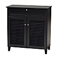 Baxton Studio Coolidge Finished 4-Shelf Wood Shoe Storage Cabinet With Drawer, Dark Gray 1 thumbnail image