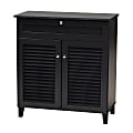 Baxton Studio Coolidge Finished 4-Shelf Wood Shoe Storage Cabinet With Drawer, Dark Gray