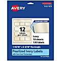 Avery® Pearlized Permanent Labels With Sure Feed®, 94233-PIP10, Rectangle, 1-13/16" x 2-3/16", Ivory, Pack Of 120 Labels
