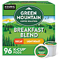 Green Mountain Coffee® Single-Serve Coffee K-Cup®, Decaffeinated, Breakfast Blend, Carton Of 96, 4 x 24 Per Box