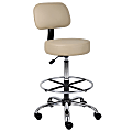 Boss Office Products Antimicrobial Medical Stool With Back And Foot Ring, Beige