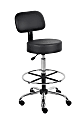 Boss Office Products Antimicrobial Medical Stool With Back And Foot Ring, Black/Chrome