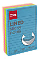 Office Depot® Brand Lined Sticky Notes, 4" x 6", Assorted Neon Colors, 100 Sheets Per Pad, Pack Of 4 Pads