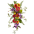 Nearly Natural Garden Flower Teardrop Wreath, 24"H x 10"W x 5"D, Multicolor