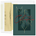 Custom Embellished Holiday Cards And Foil Envelopes, 5-5/8" x 7-7/8", Hunter Dreams, Box Of 25 Cards/Envelopes