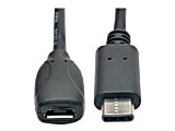 Eaton Tripp Lite Series USB 2.0 Adapter Cable - USB-C to USB Micro-B (M/F), 6-in. (15.24 cm) - USB adapter - Micro-USB Type B (F) to 24 pin USB-C (M) - USB 2.0 - 5.9 in - molded - black