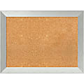 Amanti Art Cork Bulletin Board, 32" x 24", Natural, Brushed Sterling Silver Wood Frame 1 thumbnail image