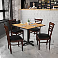 Flash Furniture HERCULES Ladder Back Wood Restaurant Accent Chair, Black Vinyl Seat/Walnut Wood Frame