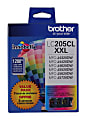 Brother® LC205 Cyan; Magenta; Yellow Extra-High-Yield Ink Cartridges, Pack Of 3, LC2053PKS