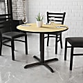 Flash Furniture Round Laminate Table Top With Table Height Base, 31-3/16”H x 36”W x 36”D, Natural
