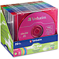 Verbatim® CD-RW Disc Spindle, Assorted Colors, Pack Of 20