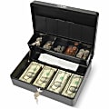 CARL Bill Slots Steel Security Cash Box - 4 Bill - 5 Coin - Steel - Black - 3.5" Height x 10" Width x 7" Depth