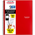 Five Star® Wirebound Notebook Plus Study App, 8-1/2" x 11", 5 Subject, College Ruled, 200 Sheets, Red 1 thumbnail image