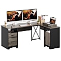 Bestier 63"W L-Shaped Corner Computer Desk With Monitor Stand & Open Storage, Gray 1 thumbnail image