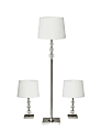 Adesso® Olivia Lamps, Off-White Shades/Brushed Steel Bases, Set Of 3 1 thumbnail image