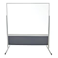 Ghent Double-Sided Magnetic Porcelain Whiteboard/Vinyl Tack-Board, 72"H x 72"W, Aluminum Frame, White