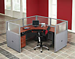 OFM RiZe Workstation Panel System, 1 X 1 Configuration, 47"H, 72"W, Translucent Top Panels, Gray/Cherry