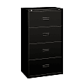 HON® 400 30"W x 19-1/4"D Lateral 4-Drawer File Cabinet, Black 1 thumbnail image