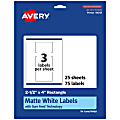 Avery® Permanent Labels With Sure Feed®, 94245-WMP25, Rectangle, 2-1/2" x 4", White, Pack Of 75 1 thumbnail image