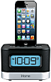 IHOME iPhone® 5 Stereo Docking FM Dual Alarm-Clock Radio, Black 1 thumbnail image