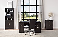 Realspace® Modern Comfort Winsley Bonded Leather Mid-Back Manager Office Chair, Black/Silver, BIFMA Compliant