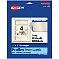 Avery® Pearlized Permanent Labels With Sure Feed®, 94242-PIP50, Rectangle, 2" x 6", Ivory, Pack Of 200 Labels