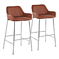 LumiSource Daniella Counter Stools, Camel/Chrome, Set Of 2 Stools