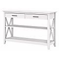 Bush® Furniture Key West Console Table With Drawers And Shelves, Pure White Oak, Standard Delivery