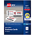 Avery® Printable Business Cards With Sure Feed® Technology For Inkjet Printers, 2" x 3.5", White, 1,000 Blank Cards