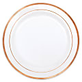 Amscan Premium Plastic Plates With Trim, 7-1/2", White/Rose Gold, Pack Of 20 Plates