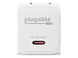Plugable GaN USB C Charger Block, 30W Portable Charger - Foldable Prongs, PPS USBC Fast Charger for iPhone 14, iPad Pro, Samsung Galaxy S23 and more (Cable Not Included) - White
