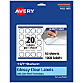 Avery® Glossy Permanent Labels With Sure Feed®, 94607-CGF50, Starburst, 1-3/4", Clear, Pack Of 1,000