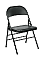Office Star™ Work Smart® Metal Mid-Back Folding Chairs, Black, Set Of 4 Chairs