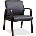 Lorell® Bonded Leather/Wood Guest Chair, Black/Espresso 1 thumbnail image